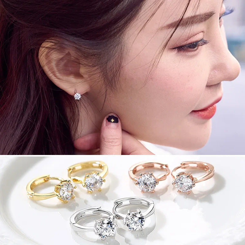 Classic Six-Claw AAA+ CZ Rose Gold Stud Earrings