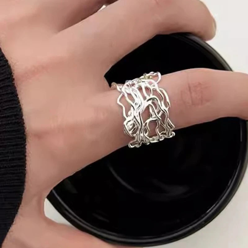 Irregular Shell Overlapping 925 Sterling Silver Ring