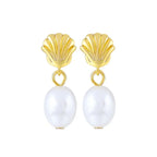 925 Silver Needle Pearl Huggie Hoop Earrings