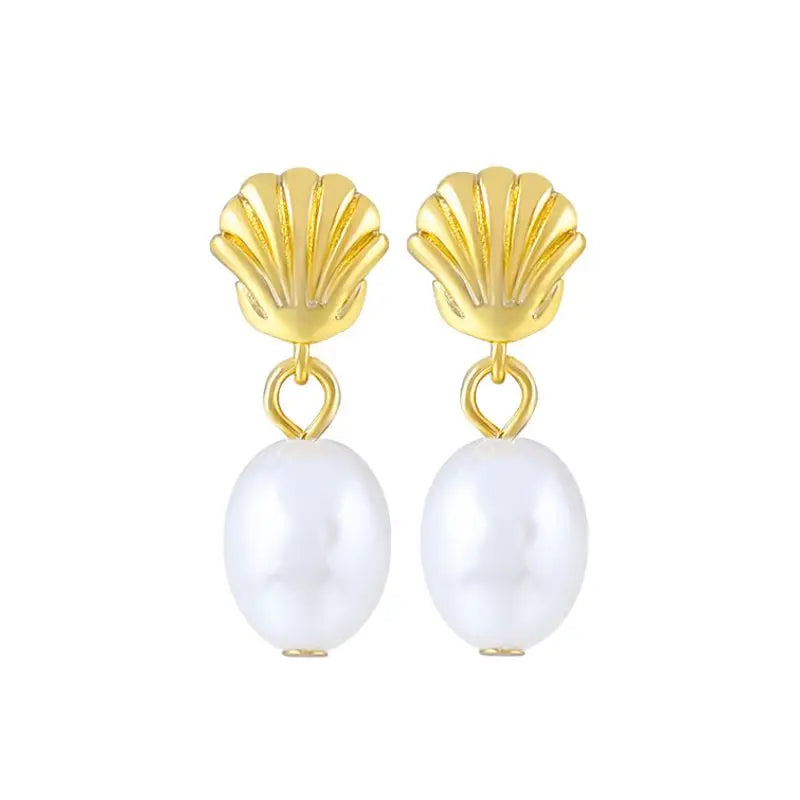 925 Silver Needle Pearl Huggie Hoop Earrings