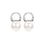 925 Silver Needle Pearl Huggie Hoop Earrings
