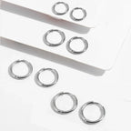 7-Pair Multi-Size Stainless Steel Huggie Hoop Earring Set
