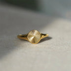 Chunky Dome Rays Texture Stainless Steel Signet Ring