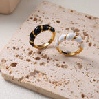 Twisted Wire Drip Enamel Gold Stainless Steel Ring