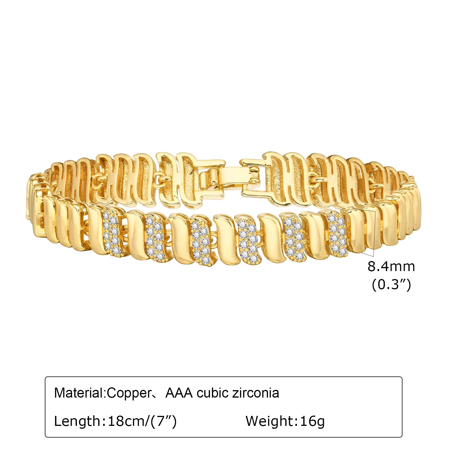 Dahlia 14K Gold Plated Paperclip & Watch Strap Bracelet