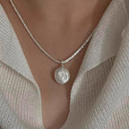 925 Sterling Silver Simple Pearl Pendant Necklace