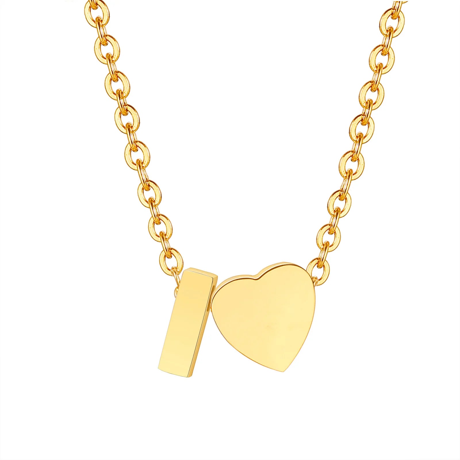 18K Gold Plated Petite Initial Heart Pendant Necklace