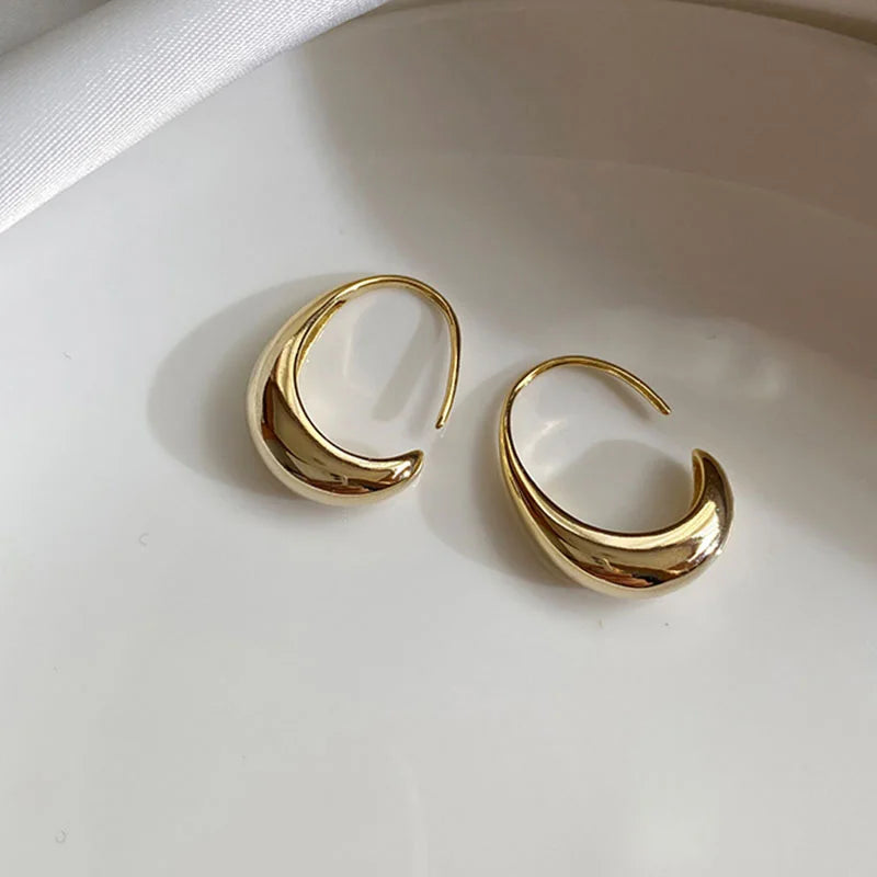 Geometric Gold-Tone U-Shape Hoop Earrings