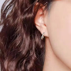 Vintage French U-Shape Circle Silver-Tone Stud Earrings