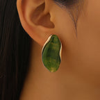 Translucent Amber Resin Chunky Teardrop Hoop Earrings