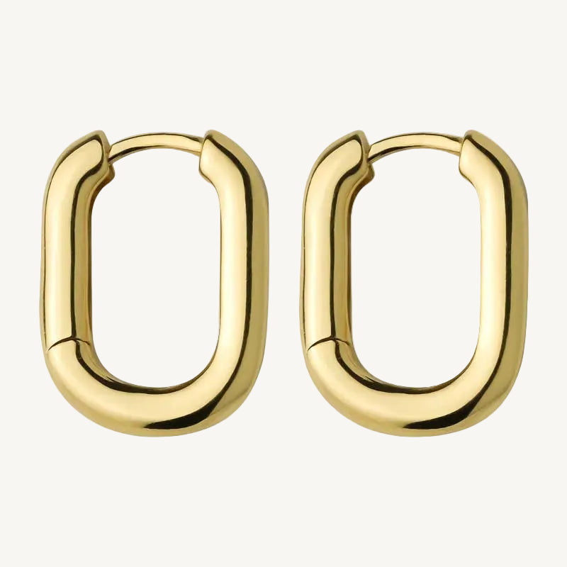 Geometric Gold-Tone U-Shape Hoop Earrings