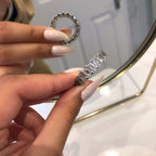 Eternity Emerald Cut Lab Zircon Silver-Tone Band Ring