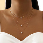 Radiant Zircon Multi-Layered Choker Pendant Necklace