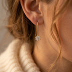 18K Gold PVD Stainless Steel Water Drop Zircon Wire Earrings