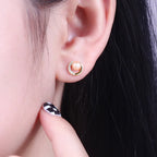 925 Silver Needle Pearl Huggie Hoop Earrings