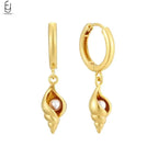 925 Silver Needle Pearl Huggie Hoop Earrings