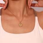 Retro Celestial Multi-Color Zircon Moon & Star Medallion Necklace
