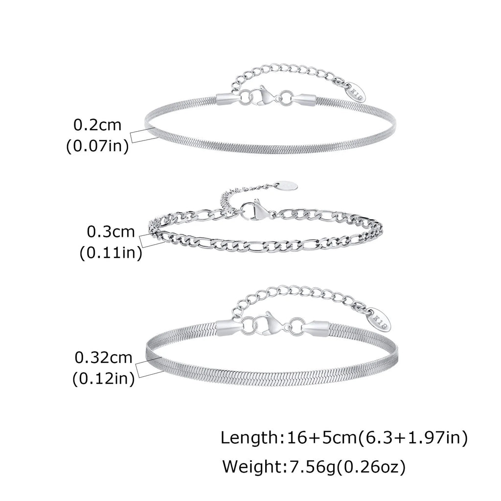 Nexus Stainless Steel Cuban and Rope Chain Bracelet Set
