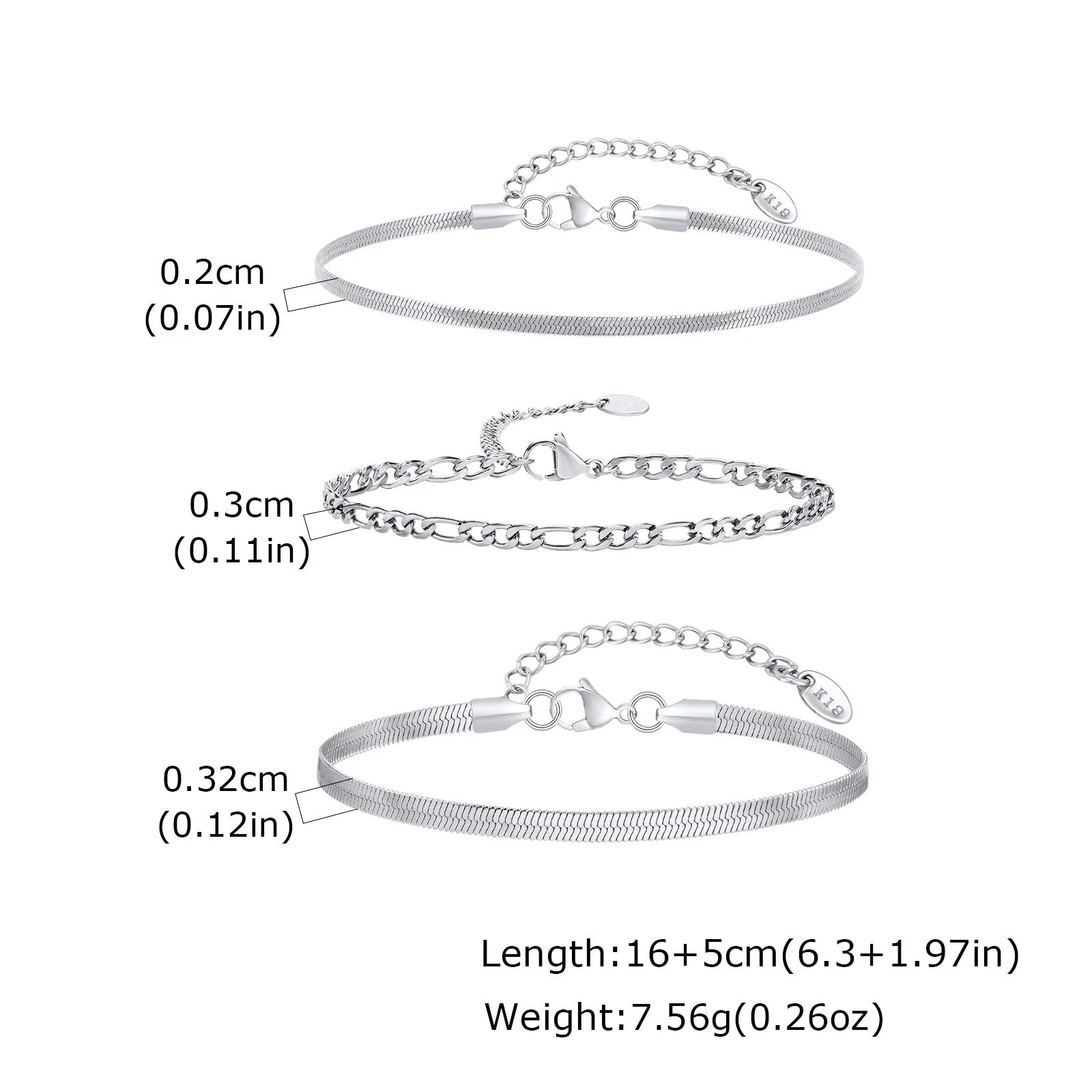 Nexus Stainless Steel Cuban and Rope Chain Bracelet Set