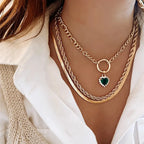 Vintage Geometric Crystal Multi-Tier Snake Chain Necklace