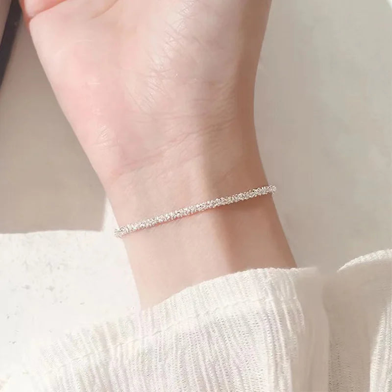 Chloe Minimalist Silver Wavy Chain Bracelet Set
