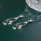 Exquisite 925 Sterling Silver Double Teardrop Earrings