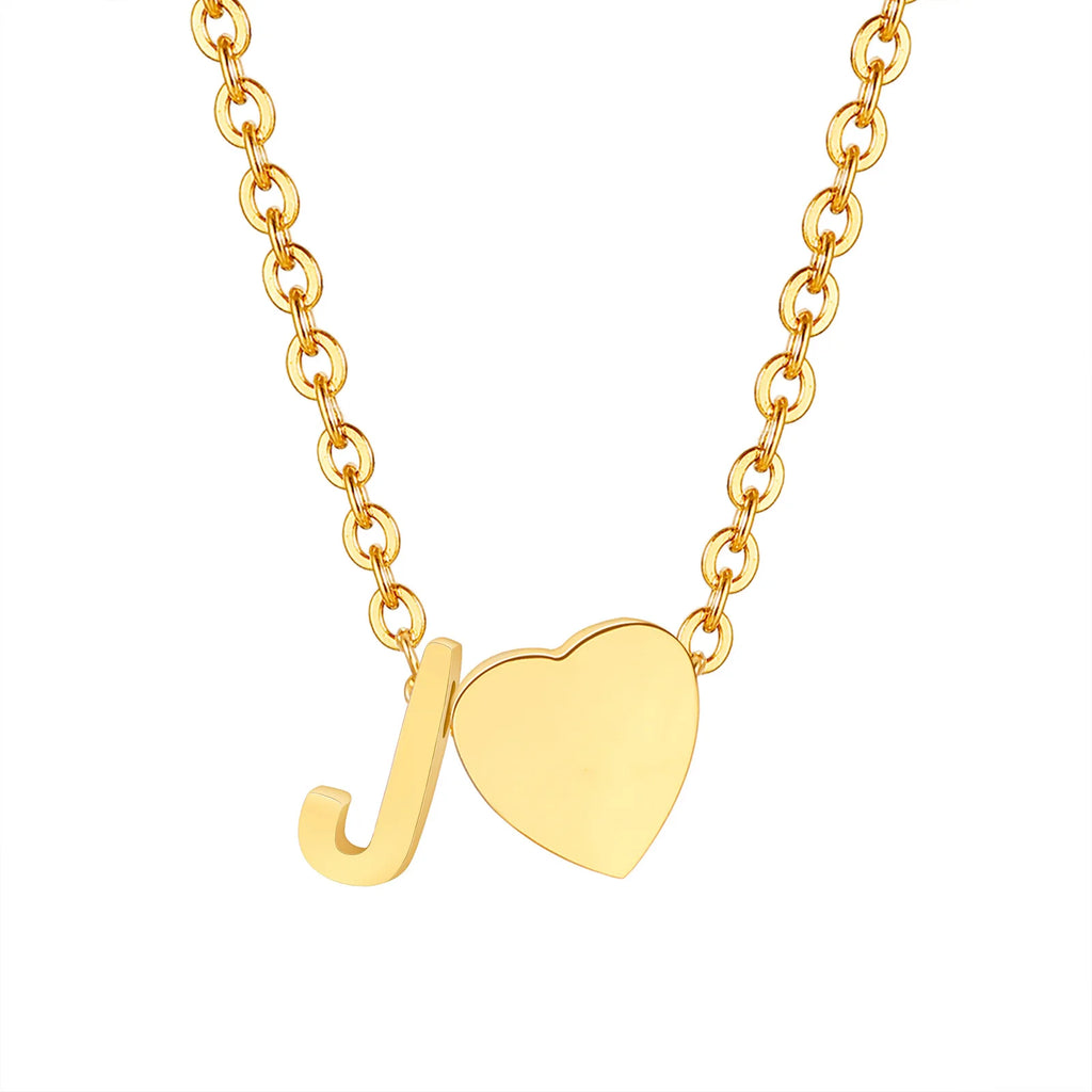 18K Gold Plated Petite Initial Heart Pendant Necklace