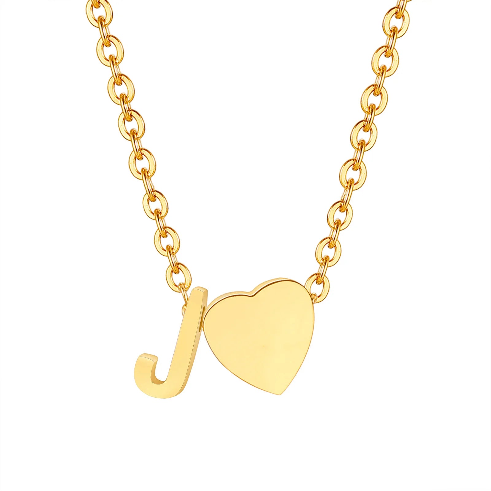 18K Gold Plated Petite Initial Heart Pendant Necklace