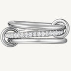 Three-Layer Interlocked Gold Zircon Stainless Steel Ring