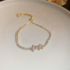 Soren Curved Wave Rhinestone Adjustable Bangle