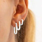 3-Pair Geometric Square Stainless Steel Hoop Earring Set