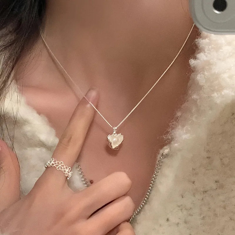 925 Sterling Silver Simple Pearl Pendant Necklace