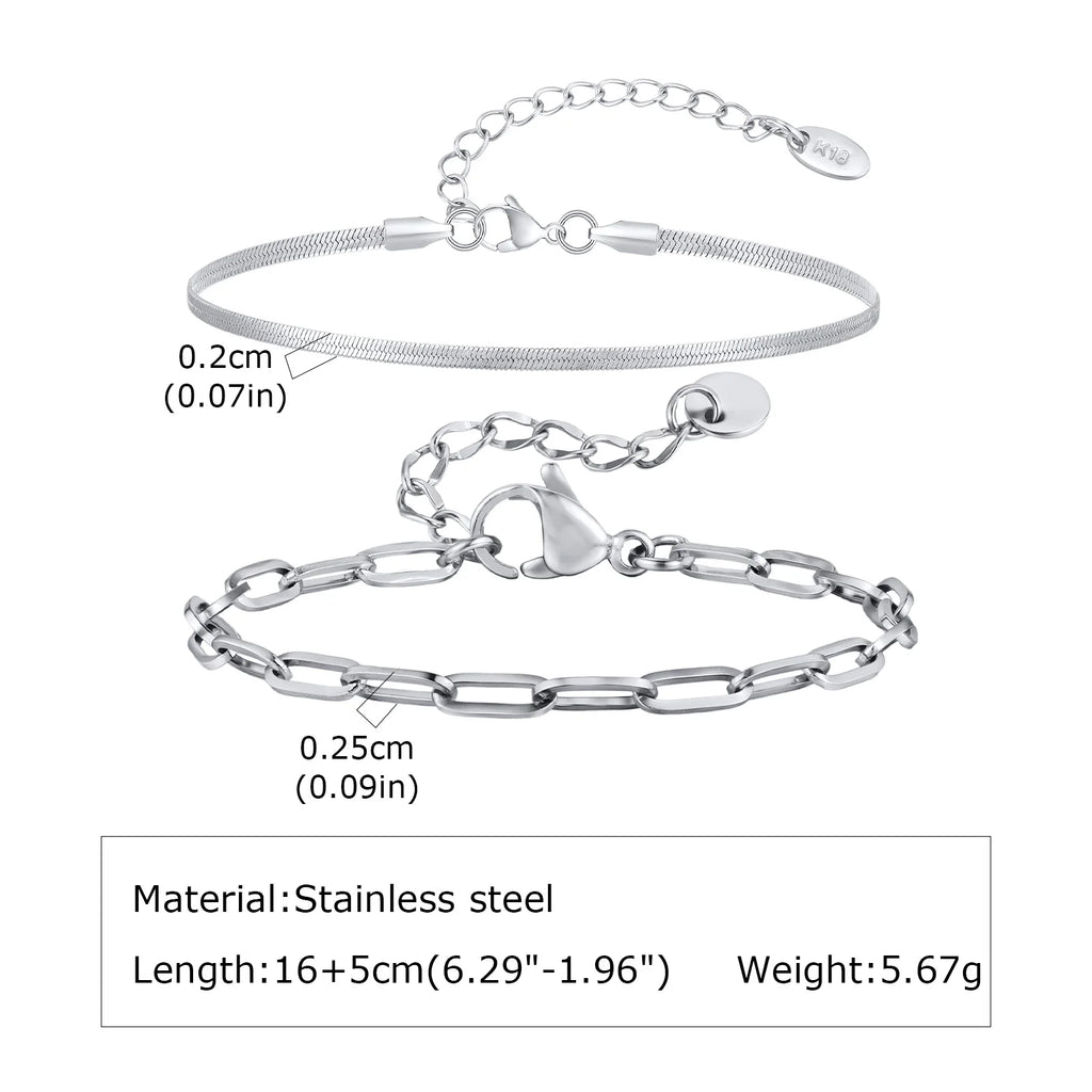 Nexus Stainless Steel Cuban and Rope Chain Bracelet Set