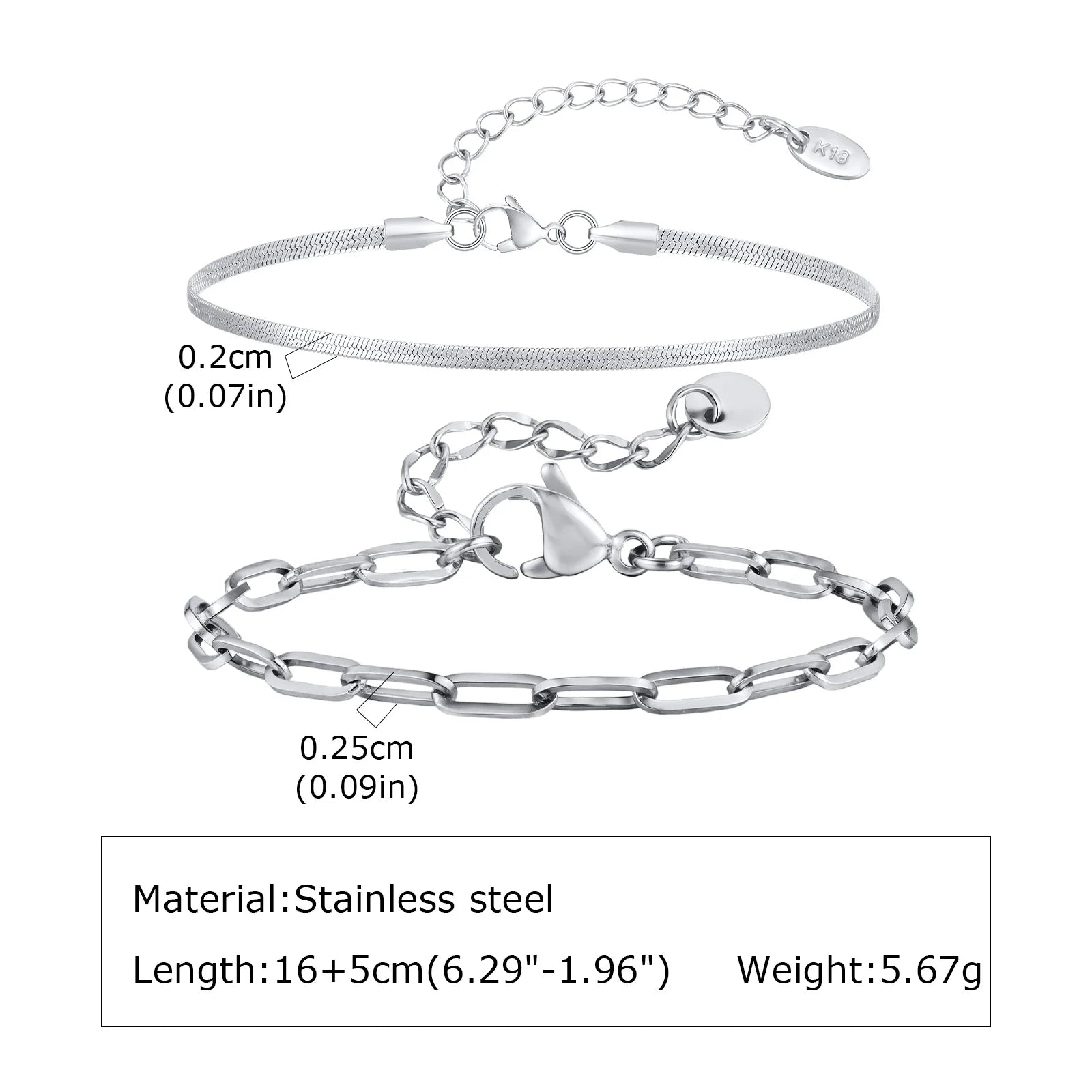 Nexus Stainless Steel Cuban and Rope Chain Bracelet Set