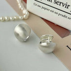 Brushed Frosted Golden Ball Hoop Earrings