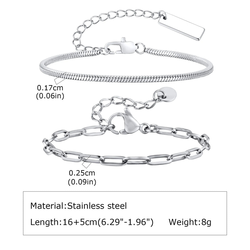 Nexus Stainless Steel Cuban and Rope Chain Bracelet Set