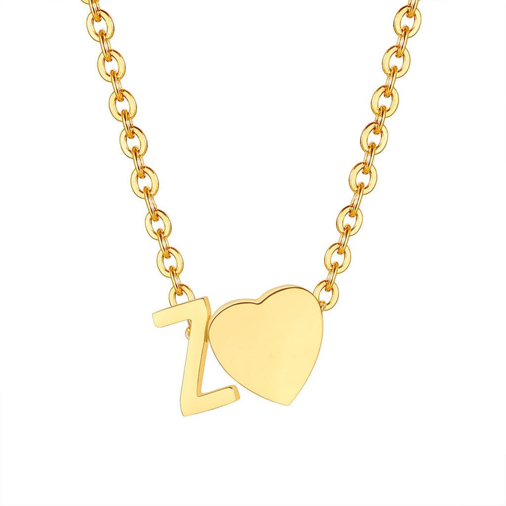 18K Gold Plated Petite Initial Heart Pendant Necklace
