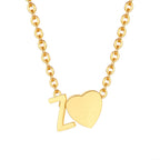 18K Gold Plated Petite Initial Heart Pendant Necklace