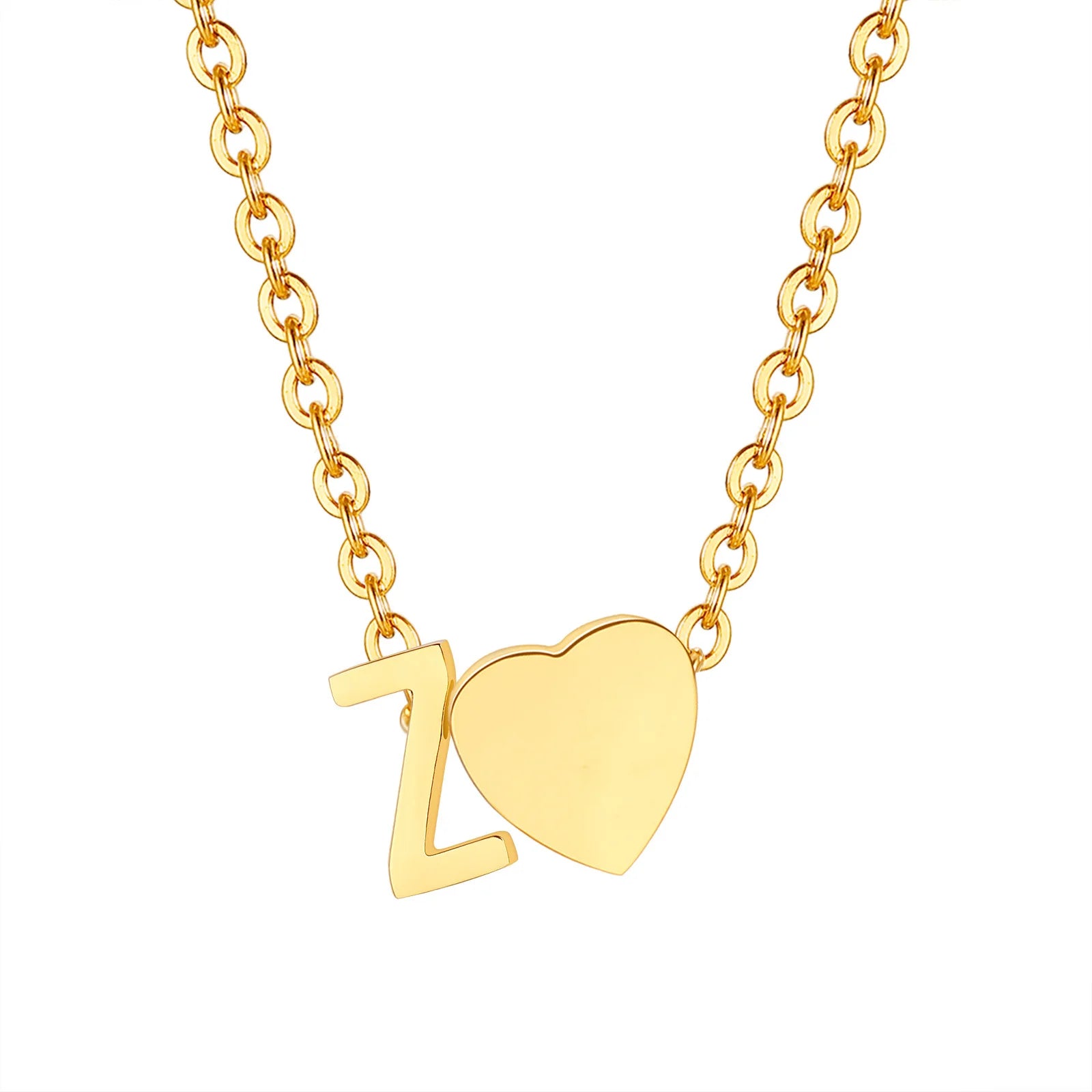 18K Gold Plated Petite Initial Heart Pendant Necklace