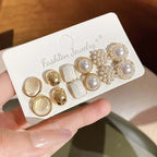 12-Piece Imitation Pearl & Geometric Earring Set