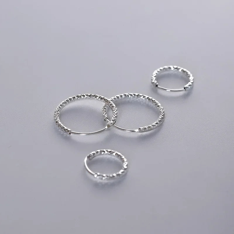 Shiny Geometric Silver-Tone Minimalist Hoop Earrings