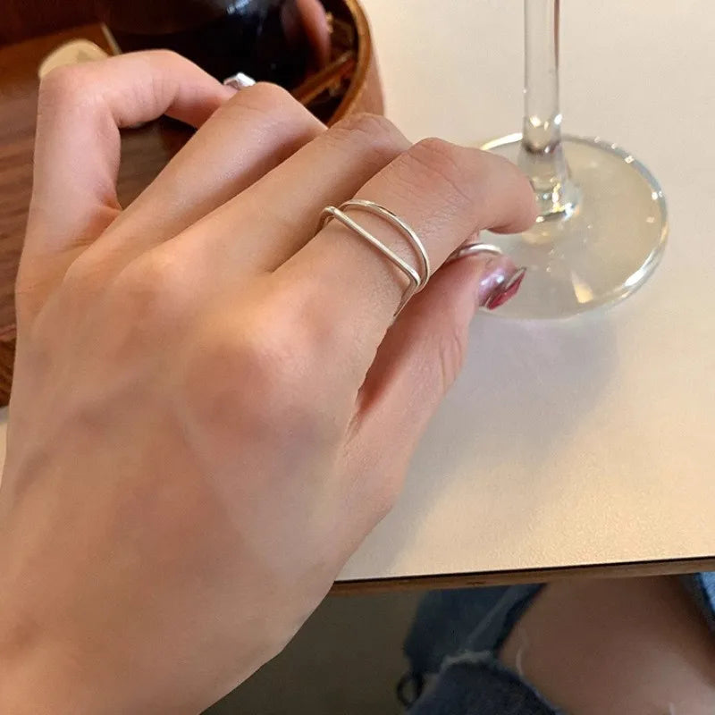 Irregular Shell Overlapping 925 Sterling Silver Ring