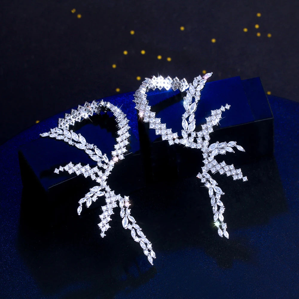 Geometric CZ Luxury Statement Ear Cuff Climber Earrings