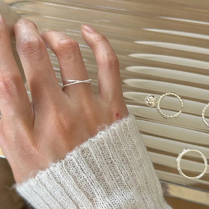 Irregular Shell Overlapping 925 Sterling Silver Ring