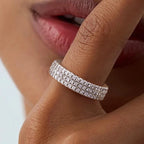 Sterling Silver AAAAA Micro Pave Eternity Band Ring