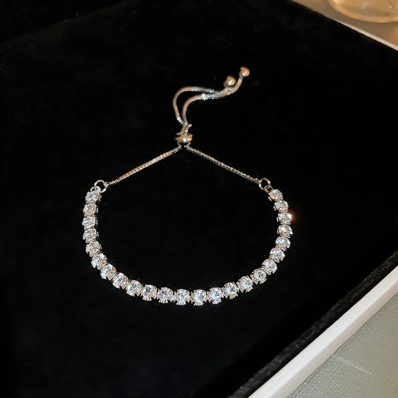 Soren Curved Wave Rhinestone Adjustable Bangle
