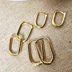 3-Pair Geometric Square Stainless Steel Hoop Earring Set