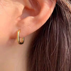 Vintage French U-Shape Circle Silver-Tone Stud Earrings