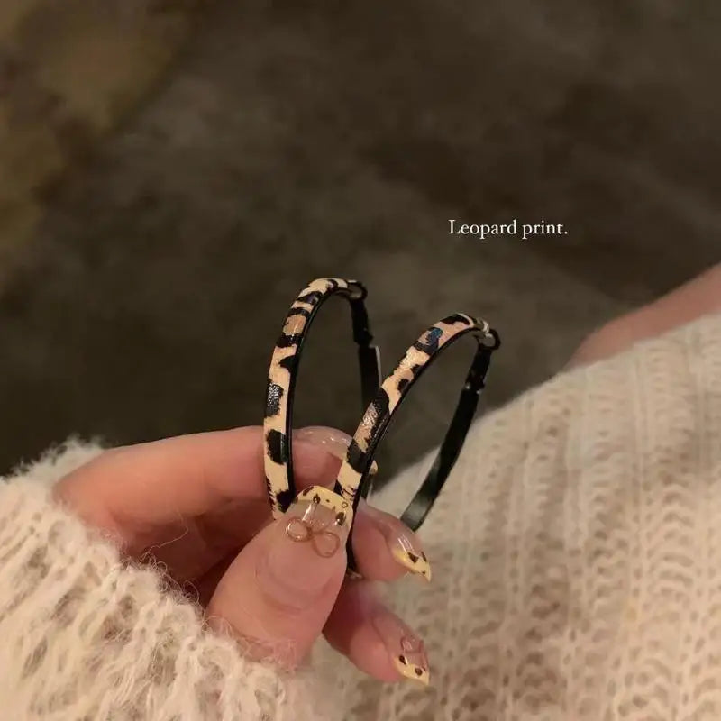 Leopard Print Large Round Hoop Earrings