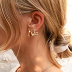 925 Silver Needle Pearl Huggie Hoop Earrings